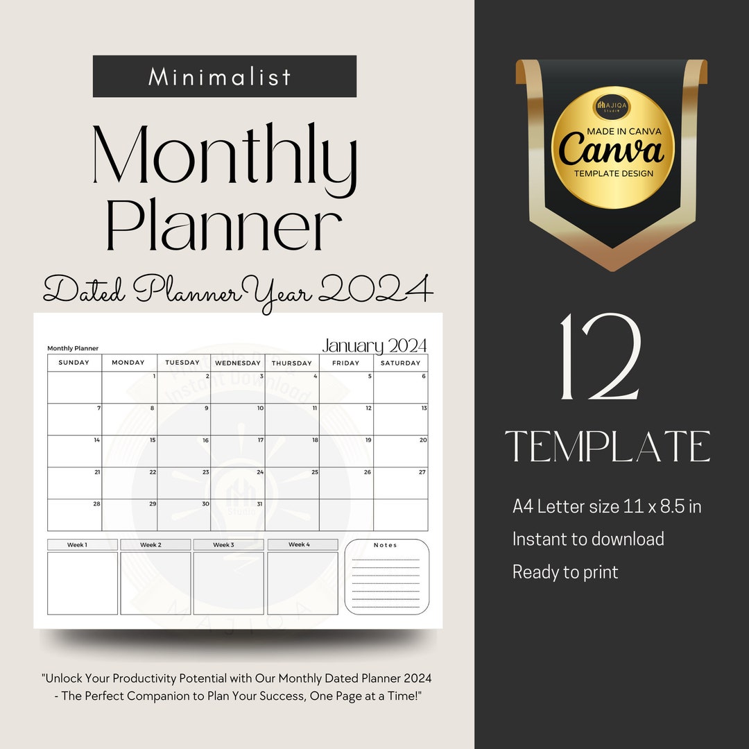 2024 Planner Monthly Monthly Organizer Dated Planner - Etsy
