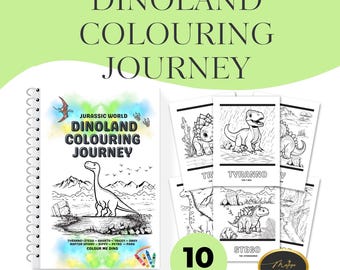 Dino Fun Coloring Pages: 10 Printable Dinosaur Pages, Cute Dinosaur, Children Coloring, Kids Printables, Activity for boy, Printable Art
