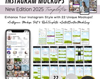 2025 Instagram Mockup Templates: Reels, Posts, Stories (Editable Canva)