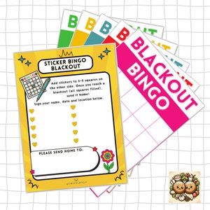 ¡Variedad de postales viajeras Blackout de Sticker BINGO (paquete de 5)!
