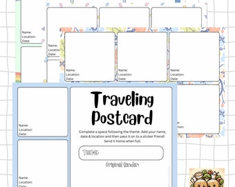 Traveling Sticker Postcards TPC Variety 3-Pack (Blue)!