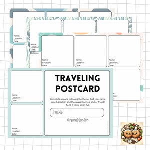 Pacote com 3 cartões postais adesivos de viagem TPC (turquesa)!
