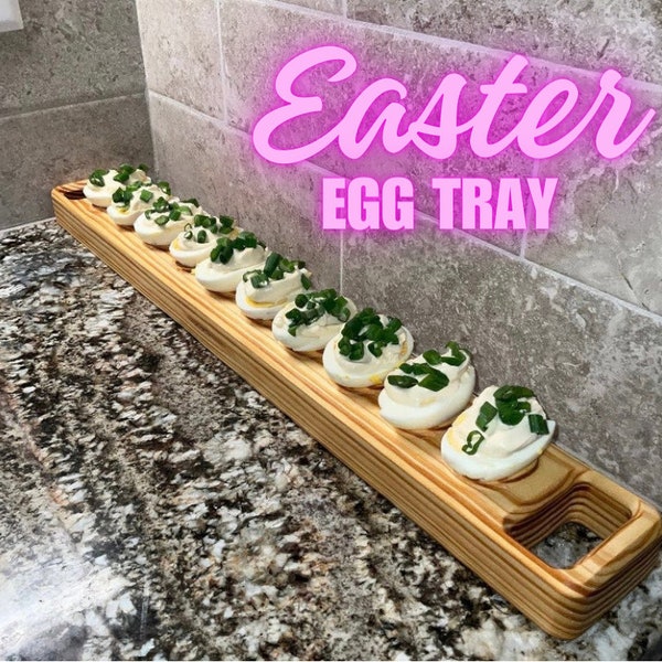Devilled Eggs. Charcuterie Board, serving food, egg tray, food tray, housewarming gift, hand made tray, wooden, eggs
