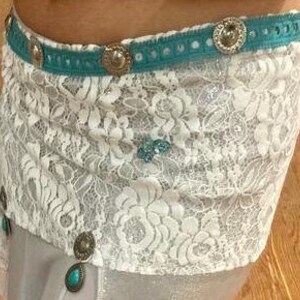 Ceinture ou foulard de danse orientale blanche et or - Accessoires