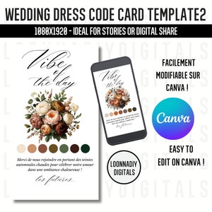 Modèle de carte de tenue de mariage - Wedding Dress Code Template