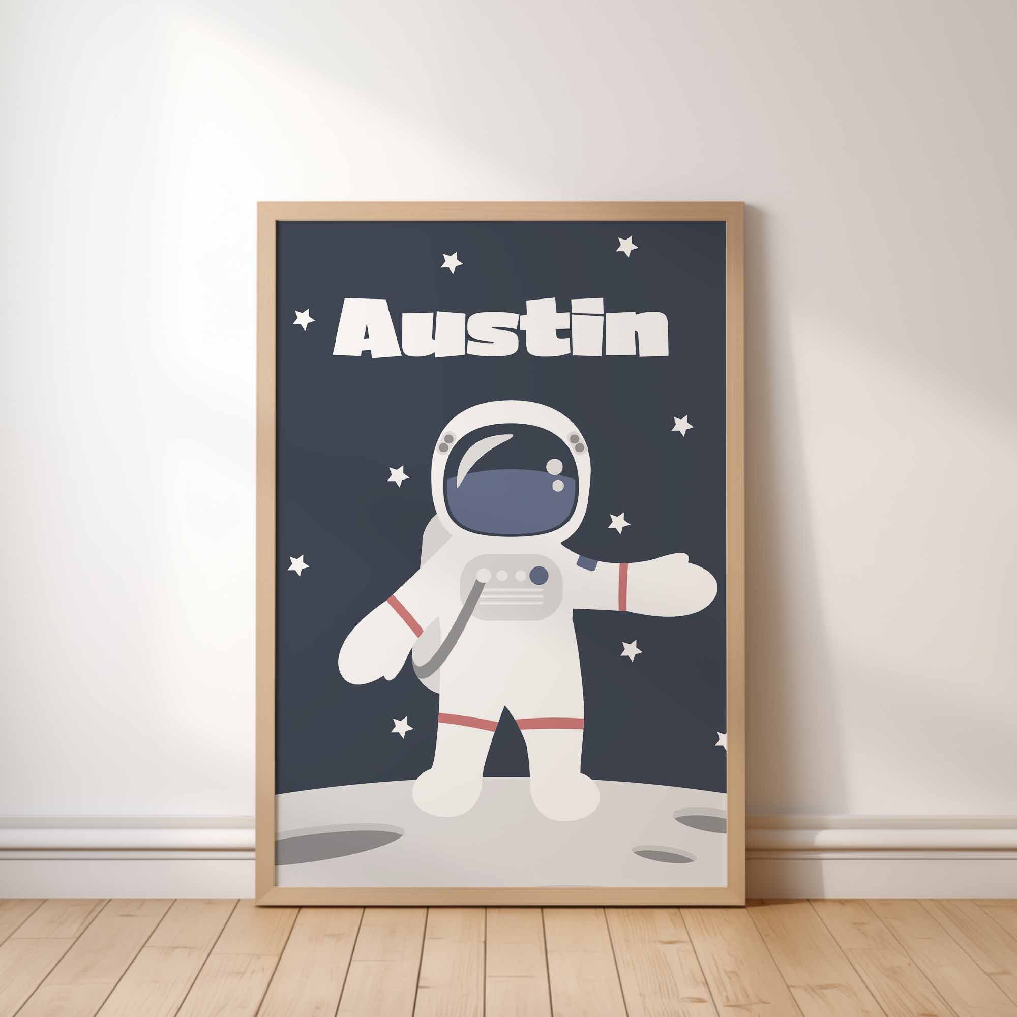 Space Themed Nursery Wall Art Set of 3, Personalized Baby Name Space ...