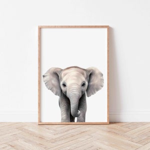 Elephant art print nursery wall art, Baby animal print elephant nursery decor, Safari nursery decor, Safari baby animal art, Kids room decor