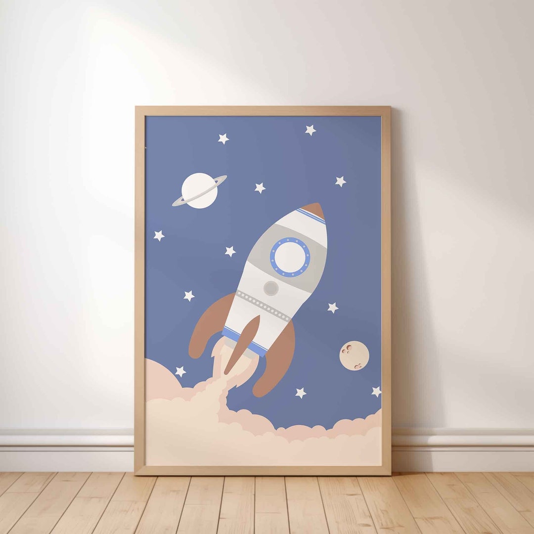 Space Nursery Print, Rocket Poster Kids Room Decor, Outer Space Wall ...