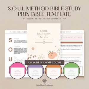 Druckbare SOUL Bibelstudienvorlage SOUL-Methode Bibelstudienführer Vorlage SOUL Bibel-Journal Bibelstudien-Werkzeuge Bibelstudien-Hinweise