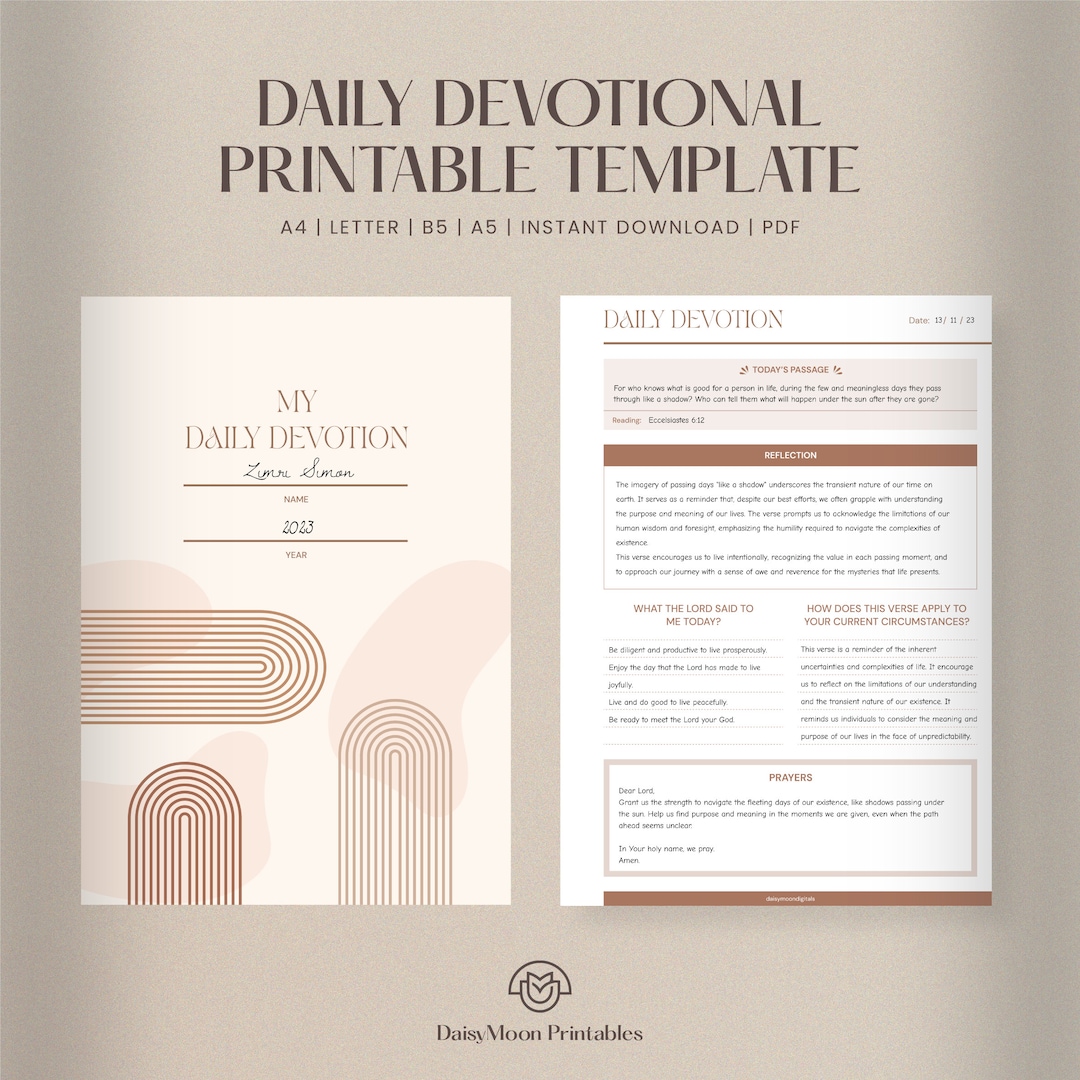 Printable Daily Devotional Template Prayer Journal Printable Etsy Printable Daily Devotional Template Prayer Journal Printable Etsy
