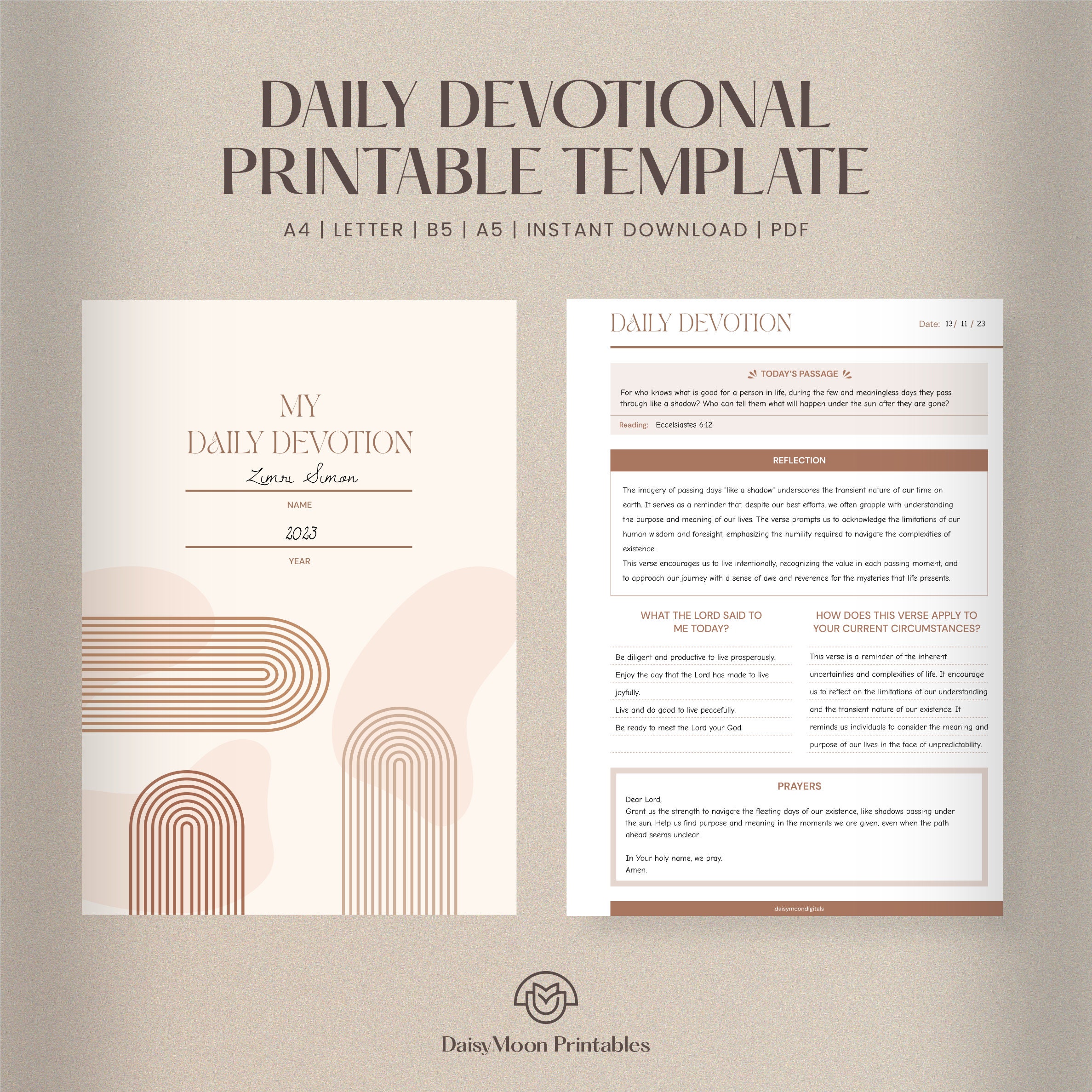 Printable Daily Devotional Template Prayer Journal Printable Etsy Printable Daily Devotional Template Prayer Journal Printable Etsy