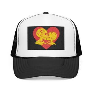 Embroidered Gothic Skull Heart Trucker Hat, Emo Punk Streetwear Snapback Cap