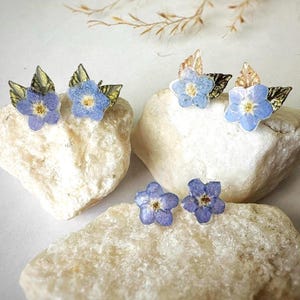 Forget Me Not Stud Earring/Real Flowers Stud Earrings/Pressed Flower Earrings/Minimalist Earrings/Dried Flower Jewelry/Botanical Jewelry