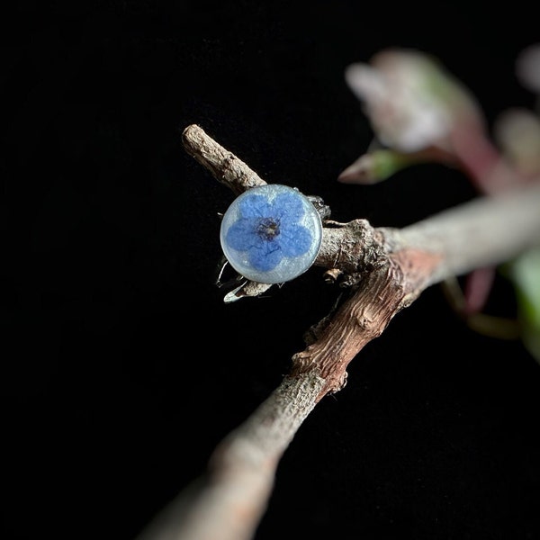 Forget Me Not Adjustable Ring/Handmade Pressed Real Forget Me Not Ring/Forget-me-not Ring/Flower Ring/Dried Flower Jewelry/Botanical Jewelry