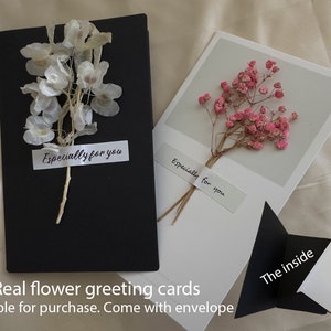 Cartões de felicitações com flores reais - Cartão em branco