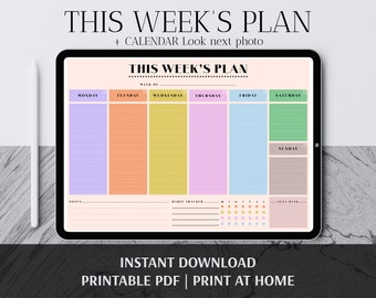A4 This Weekly Planner | This Week | Desk Planner with Habit Tracker | Weekly Notepad | Daily Planner | Weekly Planner PDF PRINTABLE/DIGITAL