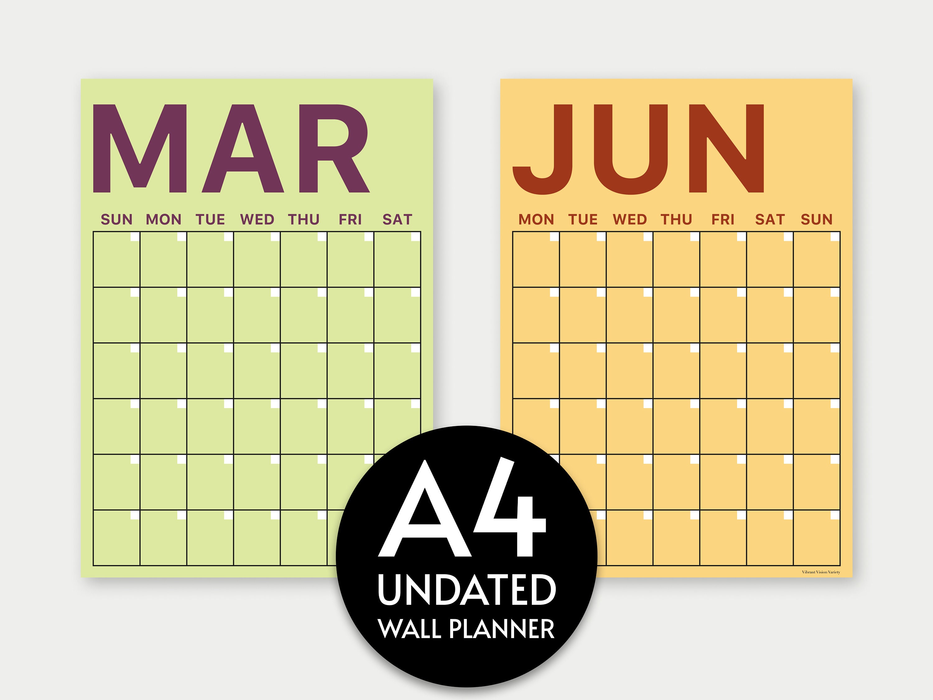 Giant Monthly Wall Planner A4 Colourful XL Wall Planner Individual ...