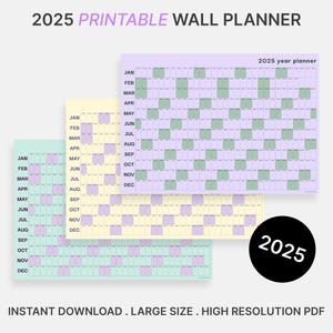 Riesen 2025 Wandkalender, 2025 Wandplaner, Jahresplaner, Jahresplaner, Monatsplaner, 2025 Jahresplaner (Horizontal / Regenbogen)