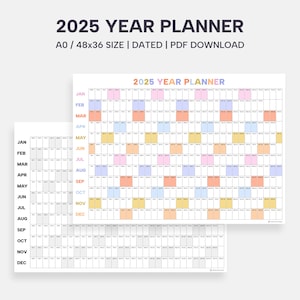 Giant 2025 Wall Calendar | 2025 Wall Planner | Annual Planner | Yearly Planner, Monthly Planner, 2025 Year Planner | A0 | 48x36 (Horizontal)