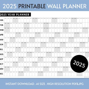 Riesen 2025 Wandkalender, 2025 Wandplaner, Jahresplaner, Jahresplaner, Monatsplaner, 2025 Jahresplaner, Digital (Horizontal / Grau)