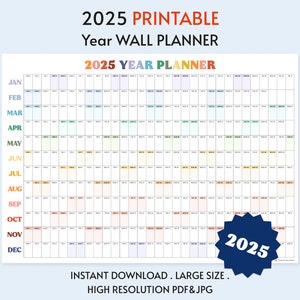 Riesen 2025 Wandkalender, 2025 Wandplaner, Jahresplaner, Jahresplaner, Monatsplaner, 2025 Jahresplaner, Digital (Horizontal/Regenbogen)