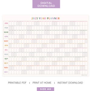 Riesen 2025 Wandkalender, 2025 Wandplaner, Jahresplaner, Jahresplaner, Monatsplaner, 2025 Jahresplaner, Digital (Horizontal/Regenbogen)