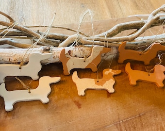 Dachshund Christmas tag or gift tag with jute ribbon