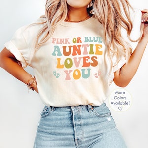 Auntie Gender Keeper Shirt, Colorful Baby Reveal, Gender Announcement Party Shirt, Comfort Colors, Family Reveal Tshirt, Gender Announce Tee