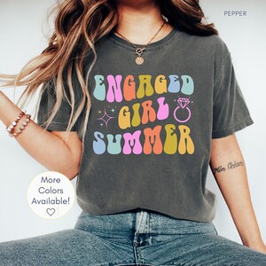 Engaged Girl Summer Shirt, Colorful Engaged Shirt, Engagement Gift, Engagement Party Tshirt, Comfort Colors Fiancée Tee, Future Mrs. T-shirt