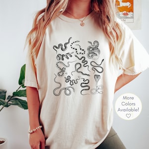 Arten von Schlange Shirt, Unisex Schlange Kleidung, Reptil Shirt, Vintage Schlange Rundhalsausschnitt, Schlangenliebhaber Shirt, Retro Natur Shirt, Schlangenbesitzer Geschenk