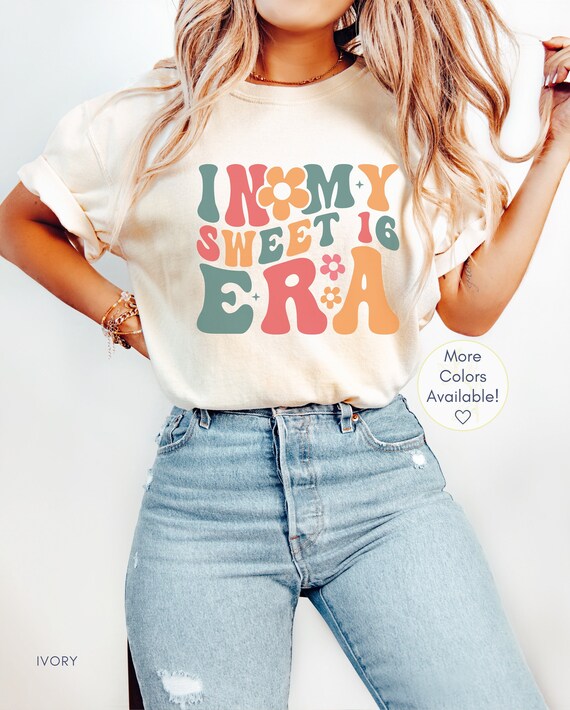 Womens Sweet Sixteen Birthday T-Shirt For Teenager Girls Floral Womens Sweet Sixteen Birthday T-Shirt For Teenager Girls Floral