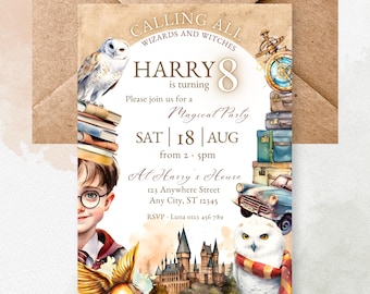 Wizard Birthday Invite, Witches Birthday Invite, Editable Magical Birthday Party Invite Magic School Wizardry HP Party, Digital HP Invite