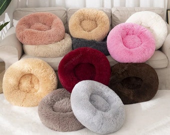 Plush Donut Pet Beds, Five Sizes, 20 Colours, Calming Dog Bed, Cat Nest Bed, Fluffy Pet Bed, Soft Plush Pet Beds,Round Cat Bed,Round Dog Bed