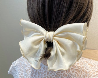 Large Satin Bow Sweet Girl Hair Clip,Wedding Bridal Bow,Ladies Bow, Gift for Her