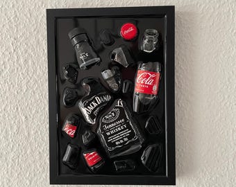 ジャックダニエル - ギフトアイデア / 割れたボトルアート - Etsy 日本