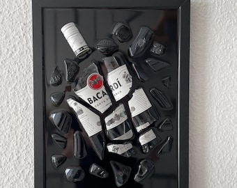 Bacardi - Broken Bottle Art - Etsy Australia