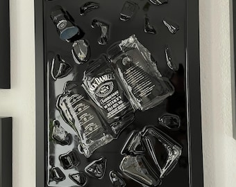 ジャック・ダニエル - 割れたボトルアート - Etsy 日本