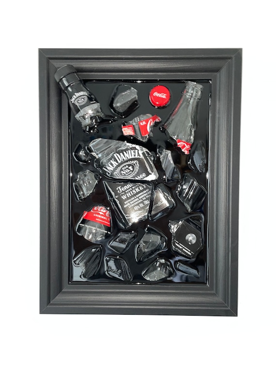 ジャックダニエル / コーラ - 割れたボトルアート - Etsy 日本