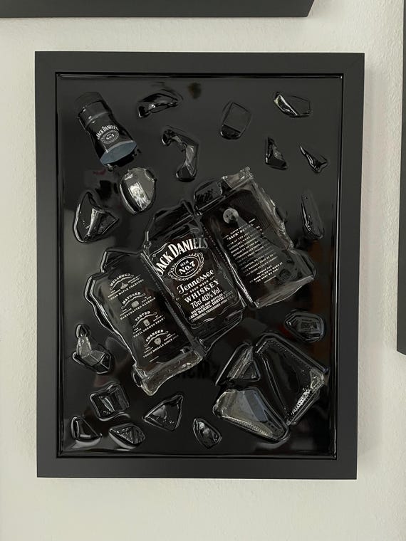 ジャック・ダニエル - 割れたボトルアート - Etsy 日本