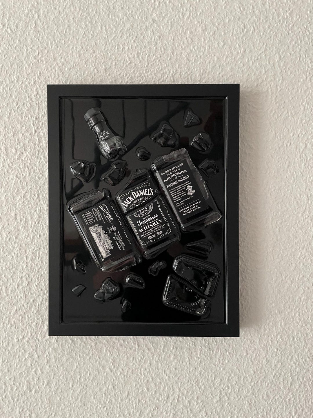 ボトルアート ジャック・ダニエル - 割れたボトルアート - Etsy 日本