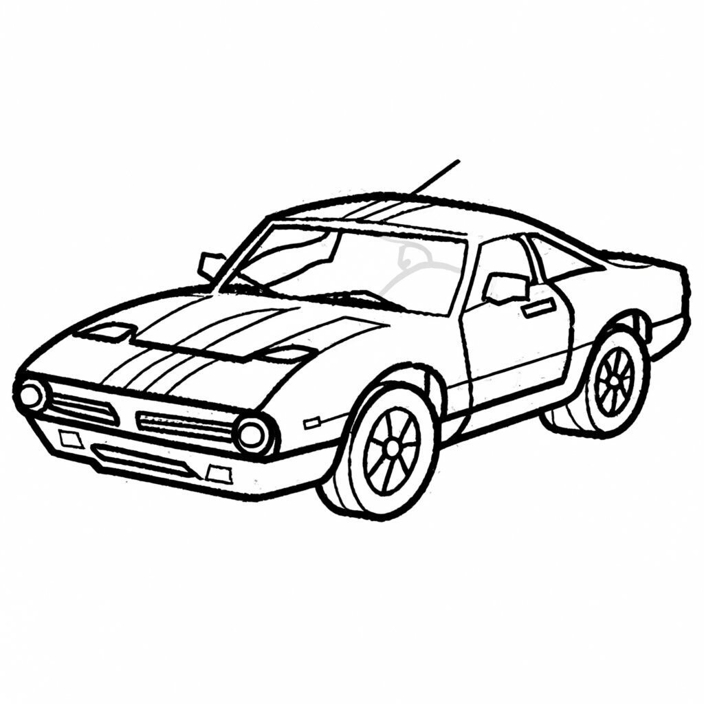 CAR COLORING DRAWING for Children Car Drawing Etsy