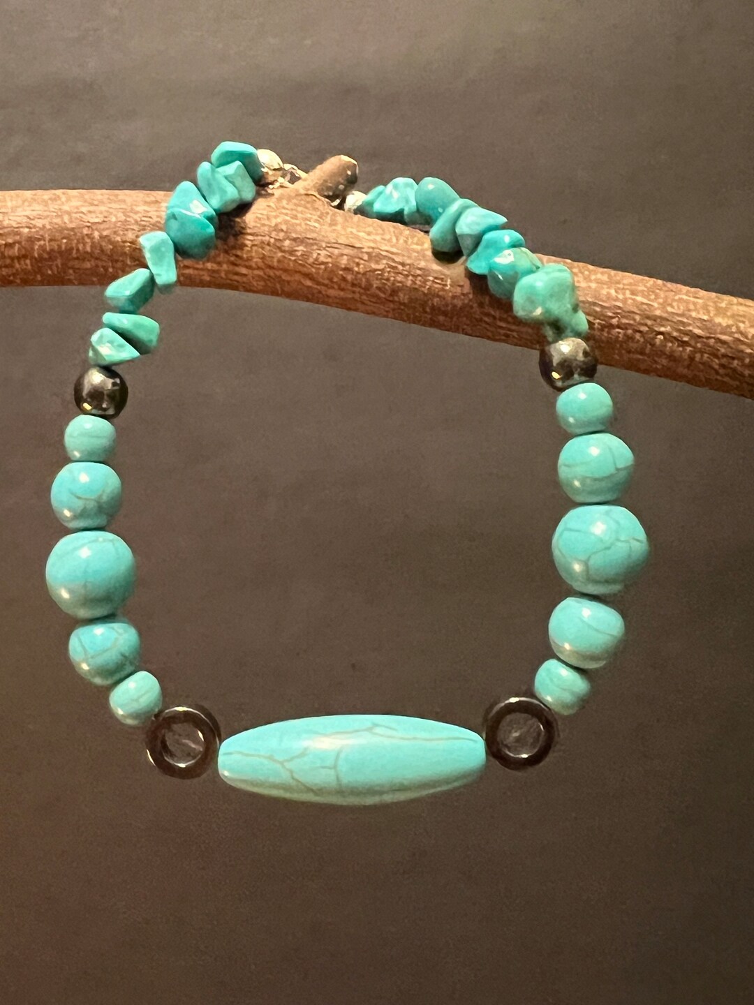 Olivenorma Natural Hematite Turquoise Beads Bracelet