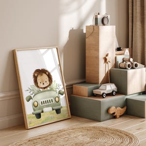 Digital lion wall art prints for safari animal decor.