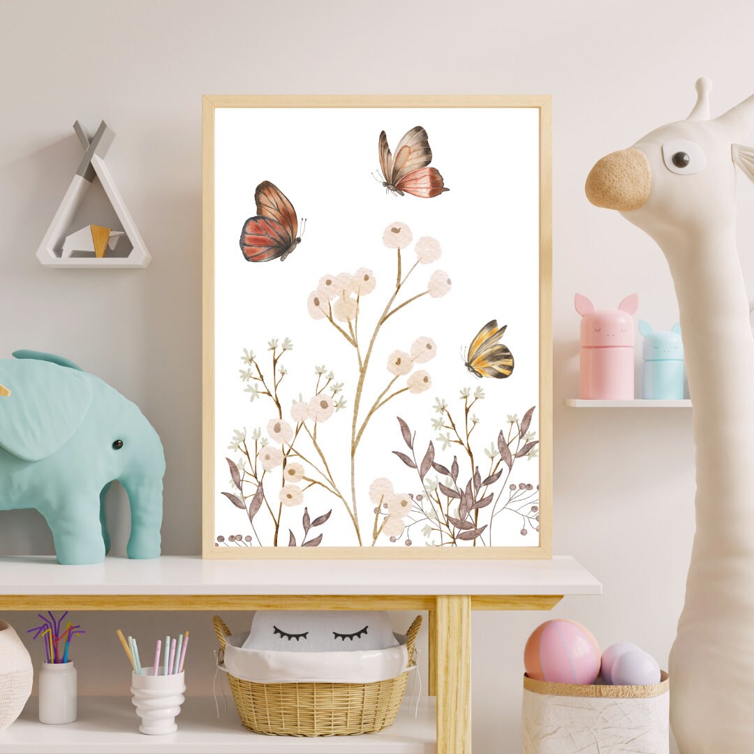 Digital Wildflower Nursery Art - Set of 3 Prints, Personalized Custom ...