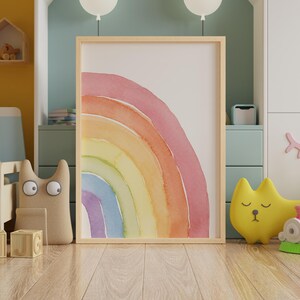 Set of 3 rainbow and flower watercolor prints for girls room