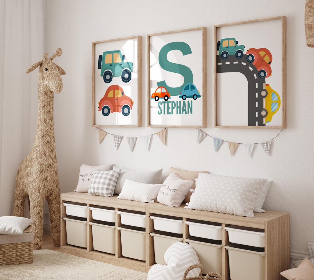 Personalized Sports Car Wall Art for Boys | Custom Name Car Nursery ...