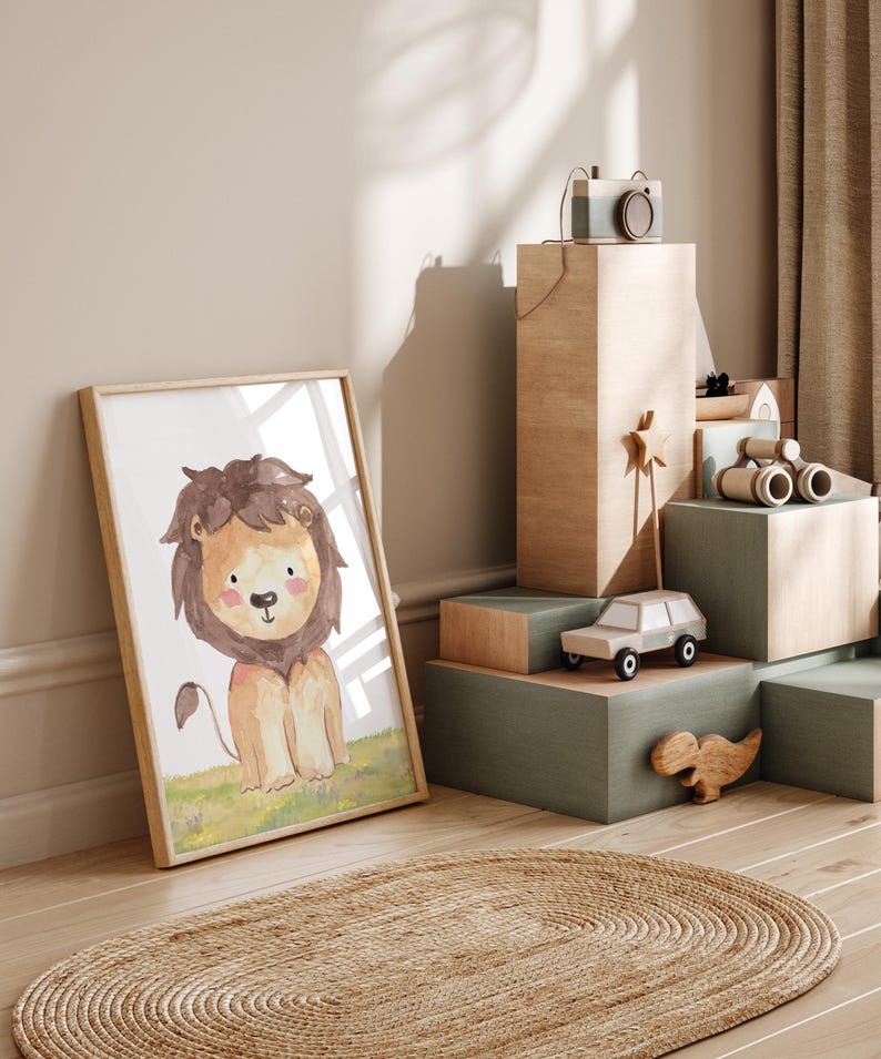 Customizable lion wall art for jungle-themed bedrooms.