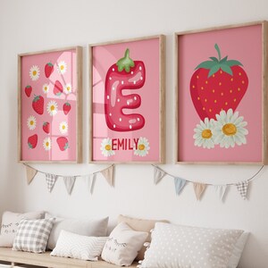 Personalized Strawberry Dreams Trio for Girl's Room Customizable ...