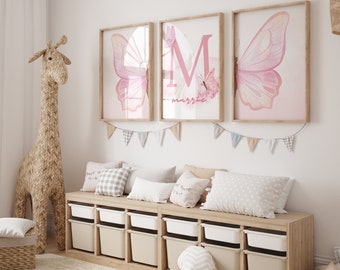 Personalized Set of 3 Butterfly Wall Art | Custom Digital Print for Girls Nursery | Great Gift Idea | Name Sign Decor l Custom Name Print