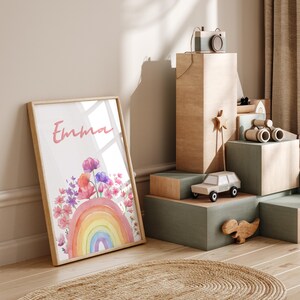 Minimalist rainbow and flower watercolor wall prints for children